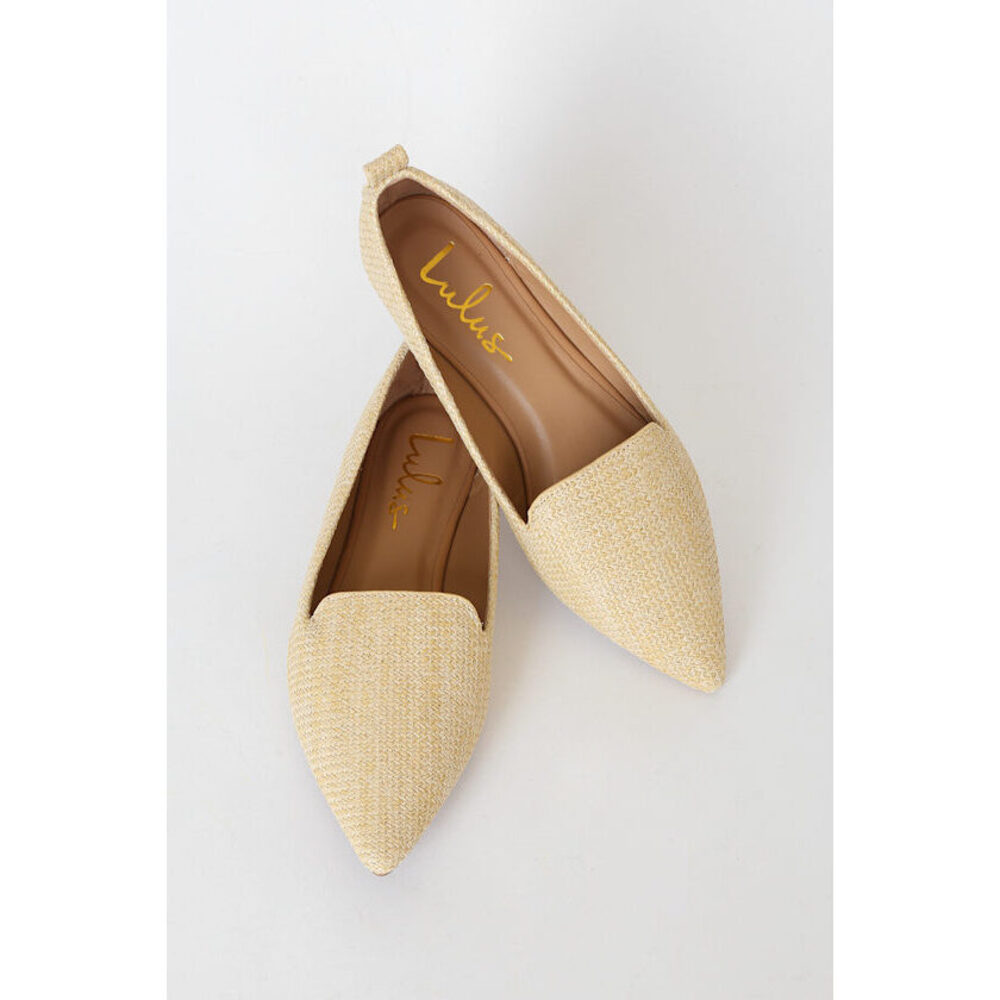 Lulus Eliane Natural Raffia Pointed-toe Loafers Beige - Size 9